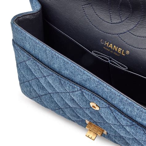 sac chanel 2.55 denim|Chanel Blue Quilted Denim 2.55 Reissue 226 Flap Aged Gold .